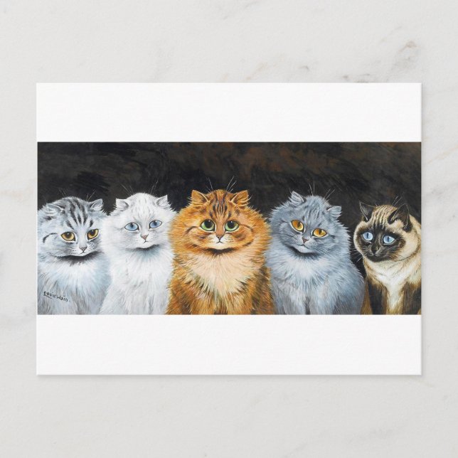 Five Cats, Louis Wain Postcard (Front)