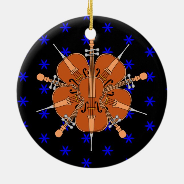 Five Cellos Ceramic Ornament (Back)