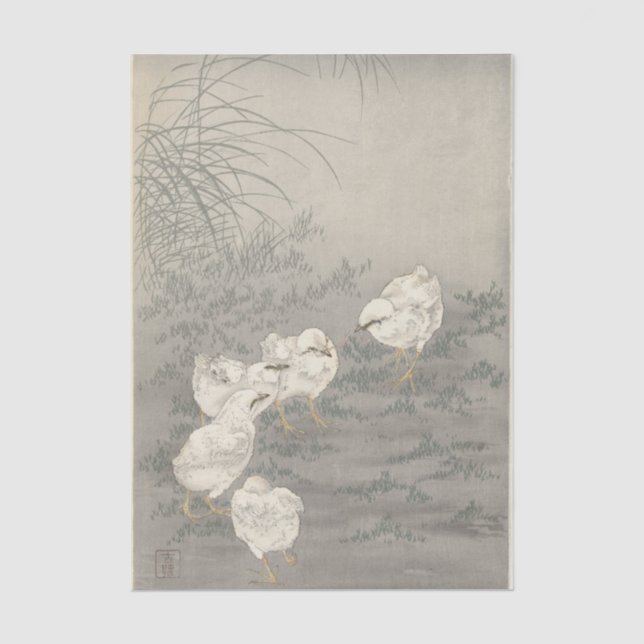 Five Chicks by Ohara Koson Tissue Paper (Front)