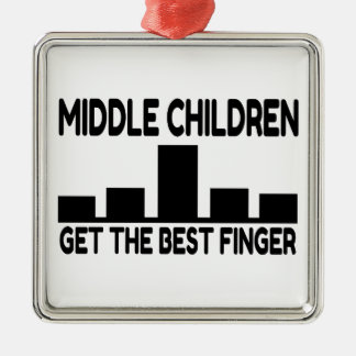 Five Children Middle Child Middle Finger Joke Metal Ornament