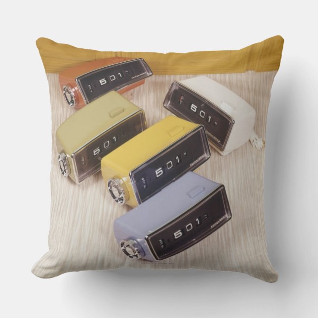 Five Clocks Throw Pillow (Front)