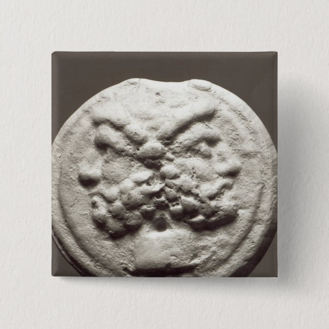 Five coins depicting Janus, Jupiter 2 Inch Square Button (Front)
