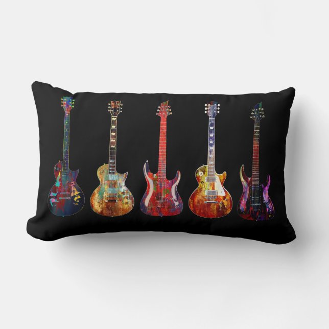 Five colorful guitars lumbar pillow (Front)