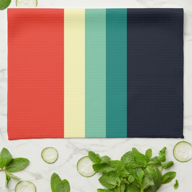 Five Colour Combo - Blue Aqua Green Yellow Red Kitchen Towel (Folded)