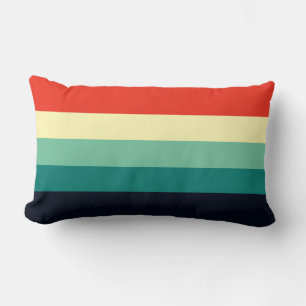 Five Colour Combo - Blue Aqua Green Yellow Red Lumbar Pillow