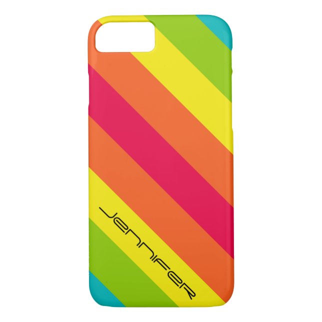 Five Colour Diagonal Stripe Name Fun Case-Mate iPhone Case (Back)