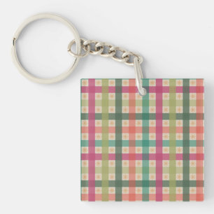 Five-Colour Gingham Pattern plus Snowflakes Keychain