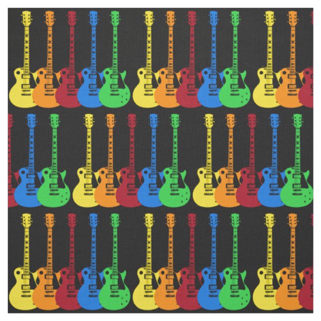Five Colourful Electric Guitars  Fabric (Swatch)