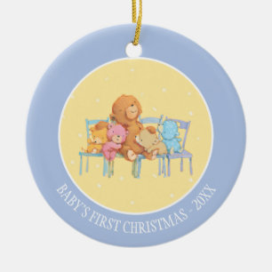 Five Cuddly and Colourful Bears On Chairs Ceramic Ornament