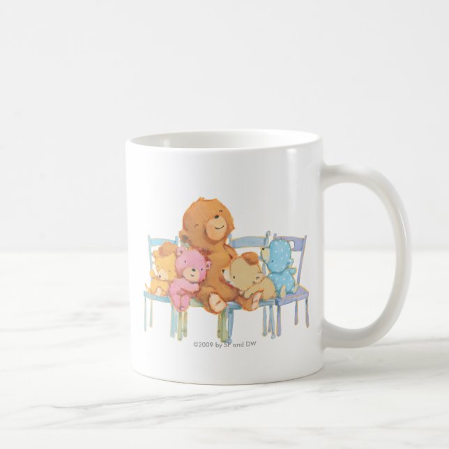 Five Cuddly and Colourful Bears On Chairs Coffee Mug (Right)