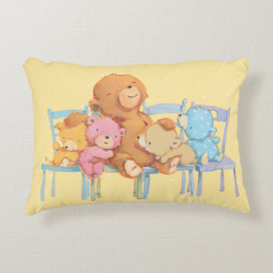 Five Cuddly and Colourful Bears On Chairs Decorative Pillow