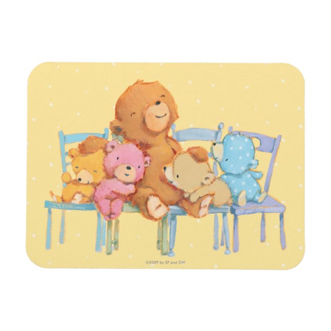Five Cuddly and Colourful Bears On Chairs Magnet (Horizontal)