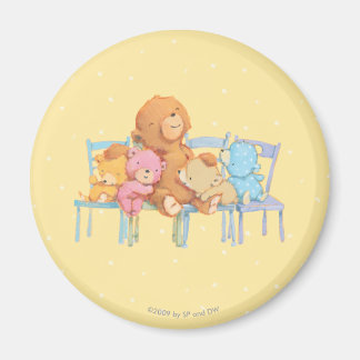 Five Cuddly and Colourful Bears On Chairs Magnet