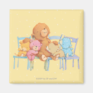 Five Cuddly and Colourful Bears On Chairs Magnet