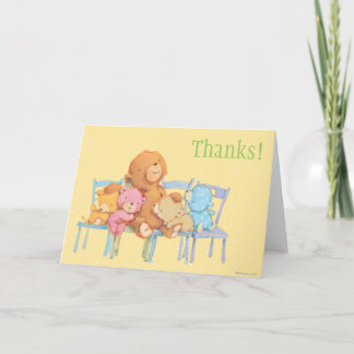 Five Cuddly and Colourful Bears On Chairs Thank You Card