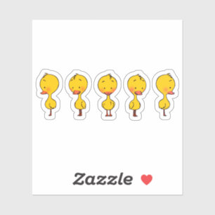 Five Cute Cartoon Yellow Ducks