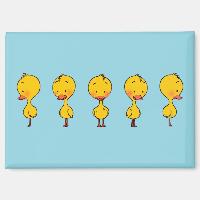 Five Cute Cartoon Yellow Ducks Magnet (Front)