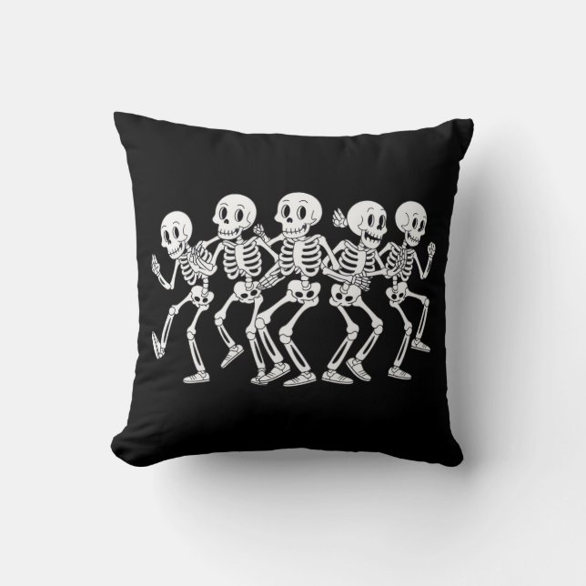 five dancing skeleton throw pillow (Front)