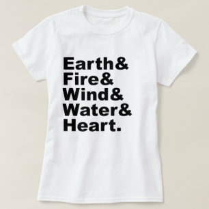 Five Elements   Earth Fire Wind Water & Heart T-Shirt
