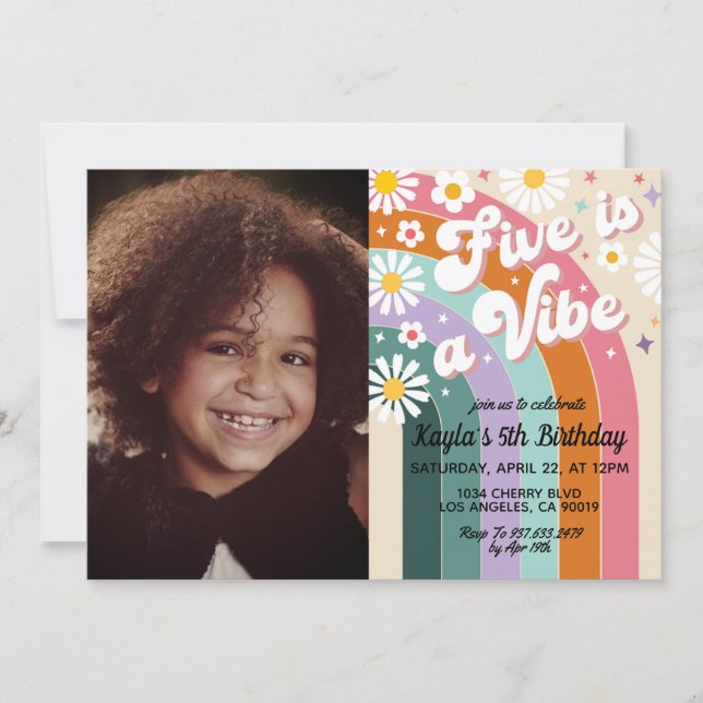 Five est Vibe 5th Portrait Anniversaire Invitation (Devant)