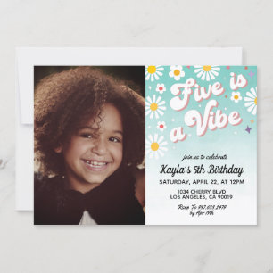 Five est Vibe 5th Portrait Anniversaire Invitation