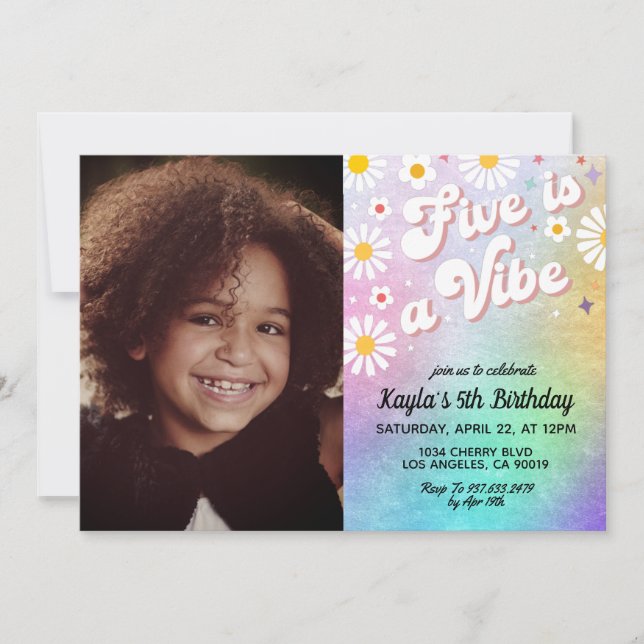 Five est Vibe 5th Portrait Anniversaire Invitation (Devant)