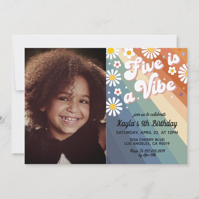 Five est Vibe 5th Portrait Anniversaire Invitation (Devant)