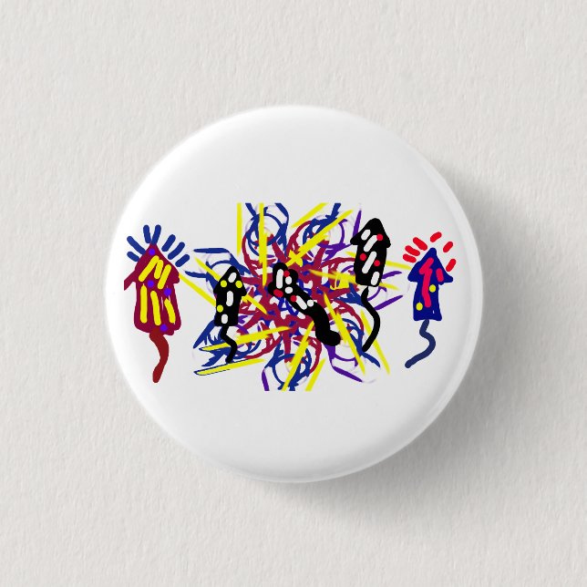 Five fireworks fun  1 inch round button (Front)