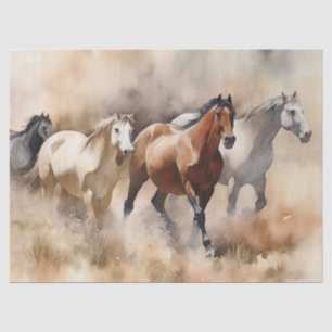 “Five Galloping Mustangs” Dusty Western Watercolou Tissue Paper