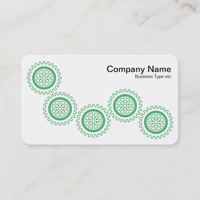 Five Gears - Grass Green and White - Grey Back Business Card (Front)