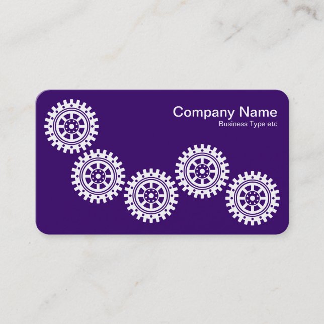 Five Gears II - White on Deep Purple - Grey Back Business Card (Front)