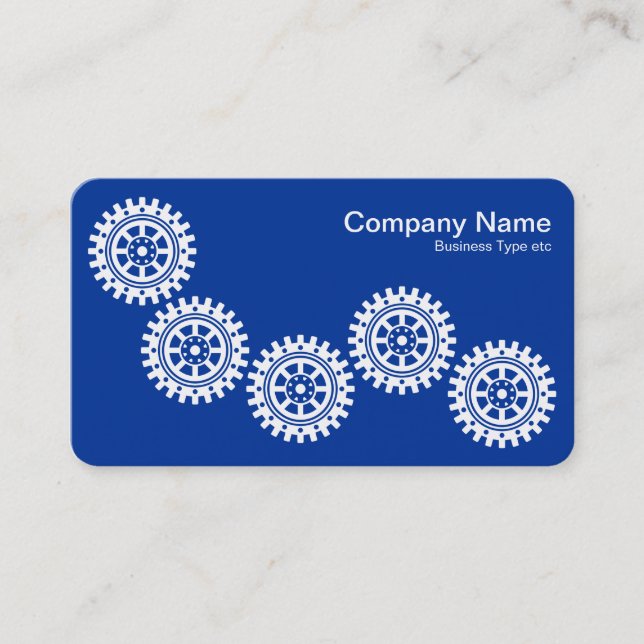 Five Gears II - White on Navy Blue - Grey Back Business Card (Front)