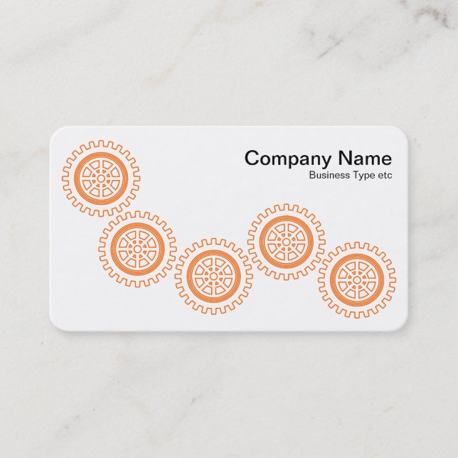 Five Gears - Orange and White - Grey Back Business Card (Front)