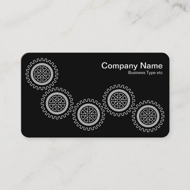 Five Gears - White on Black - Grey Back Business Card (Front)