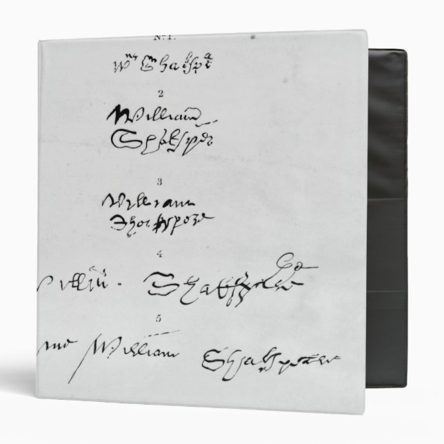 Five Genuine Autographs of William Shakespeare Binder (Front/Inside)