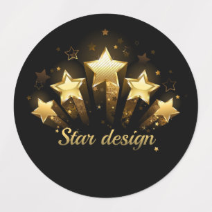Five gold stars on black