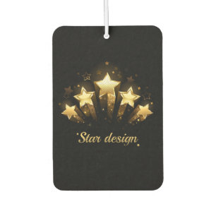 Five gold stars on black air freshener