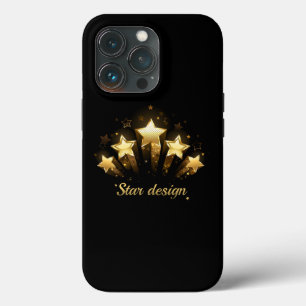 Five gold stars on black iPhone 13 pro case