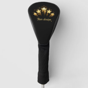 Five gold stars on black golf head cover