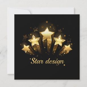 Five gold stars on black holiday card