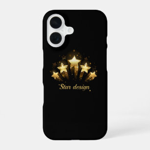 Five gold stars on black iPhone 16 case