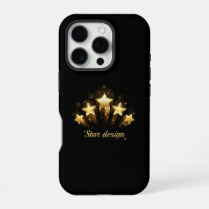 Five gold stars on black iPhone 16 pro case