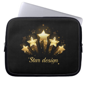 Five gold stars on black laptop sleeve