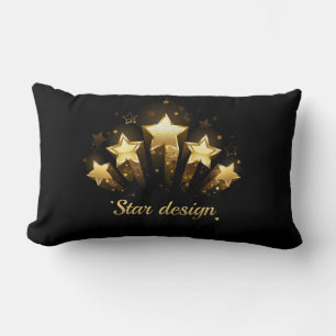 Five gold stars on black lumbar pillow