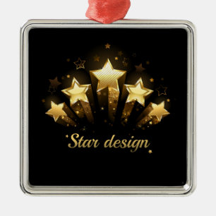 Five gold stars on black metal ornament