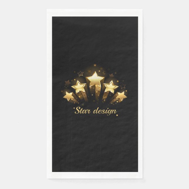 Five gold stars on black napkin (Front)