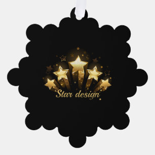 Five gold stars on black ornament card