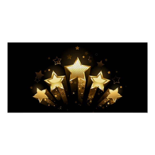 Five gold stars on black poster (Front)