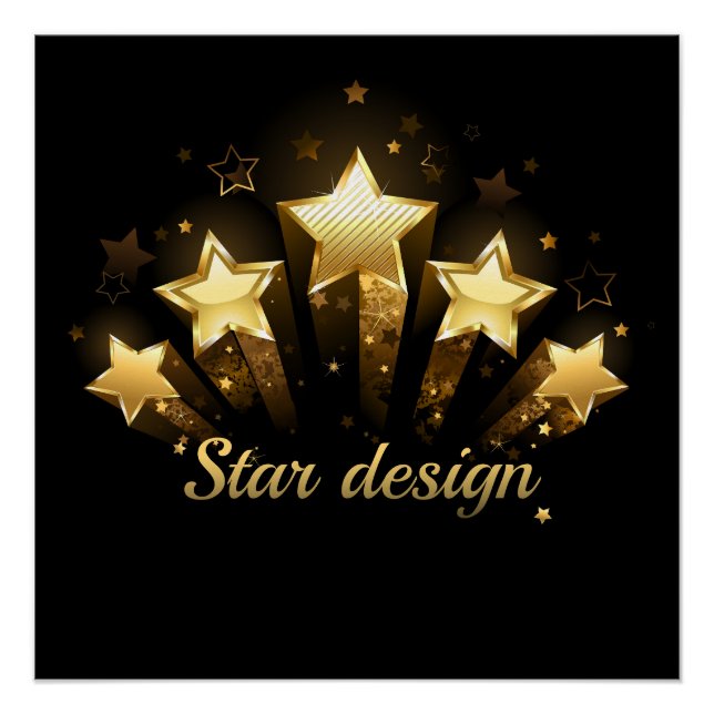 Five gold stars on black poster (Front)