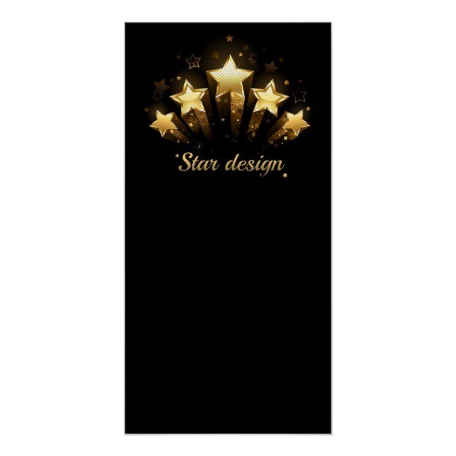 Five gold stars on black poster (Front)